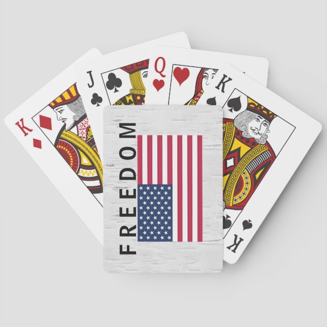 Jeu De Cartes Drapeau Américain Avec Texte Libre Sur Birch (dos)