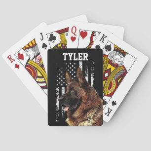Jeu De Cartes Drapeau américain cool berger allemand robuste 