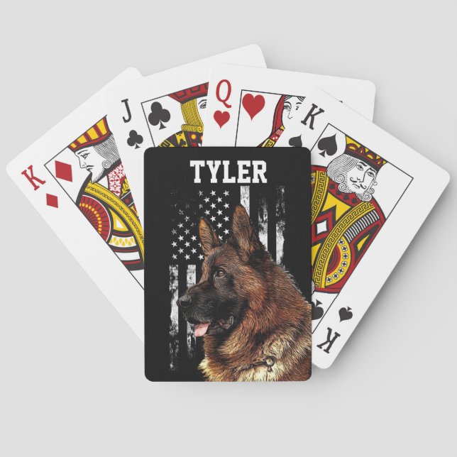 Jeu De Cartes Drapeau américain cool berger allemand robuste  (dos)
