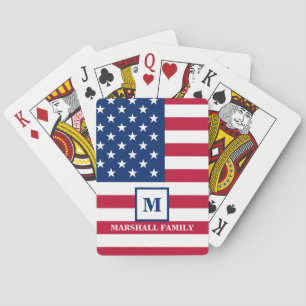 Jeu De Cartes Drapeau américain Customisé Monogramme 4 juillet