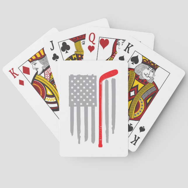 Jeu De Cartes Drapeau américain de hockey (dos)