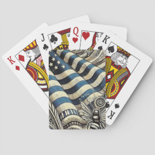 Jeu De Cartes Drapeau américain et abeille