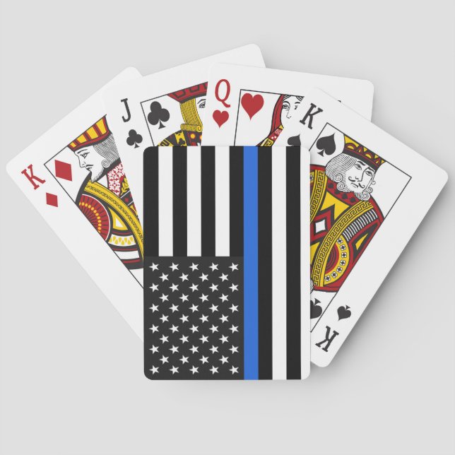 Jeu De Cartes Drapeau américain mince de Blue Line (dos)