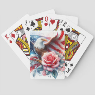 Jeu De Cartes Drapeau américain, Rose et aigle à tête blanche
