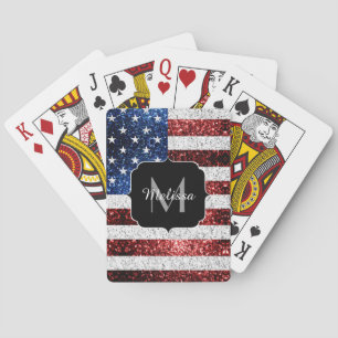 Jeu De Cartes Drapeau américain rouge blanc brillant parties sci