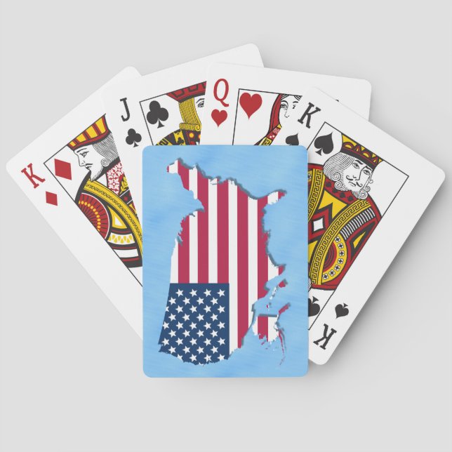 Jeu De Cartes Drapeau américain Stars et Stripes Rouge Blanc Ble (dos)