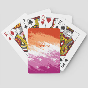 Jeu De Cartes Drapeau de fierté lesbienne abstrait trippy ondulé