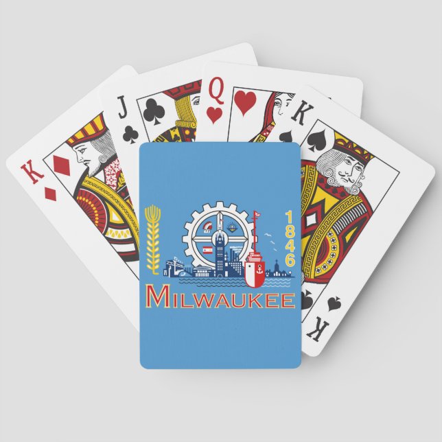 Jeu De Cartes Drapeau de Milwaukee, Wisconsin (dos)