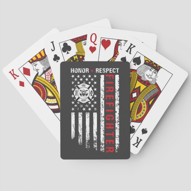 Jeu De Cartes Drapeau des pompiers Red Line Us (dos)