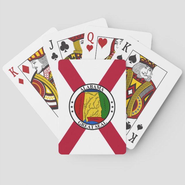 Jeu De Cartes Drapeau d'État/sceau d'État de l'Alabama superposé (dos)