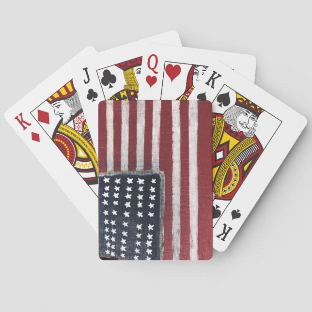 Jeu De Cartes Drapeau en bois Jouant aux cartes (dos)
