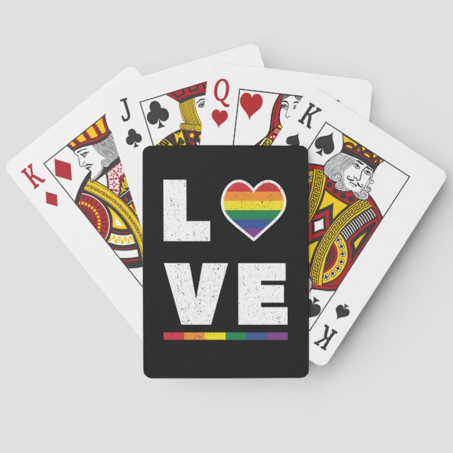 Jeu De Cartes Drapeau Gay pride LGBTQ Distressed Grunge Love (dos)