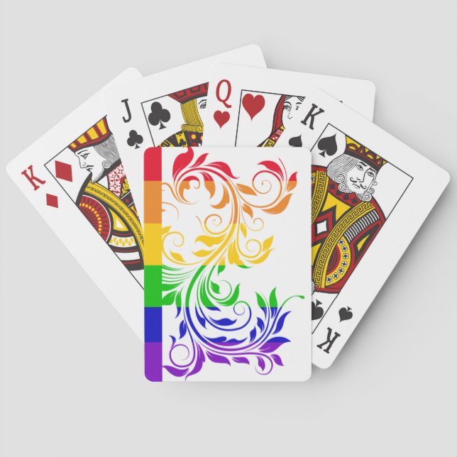 Jeu De Cartes Drapeau gay subtil bandes horizontales fleurissent (dos)