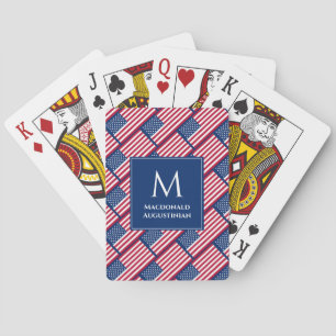 Jeu De Cartes DRAPEAU Personnalisé Monogramme Patriotique USA AM