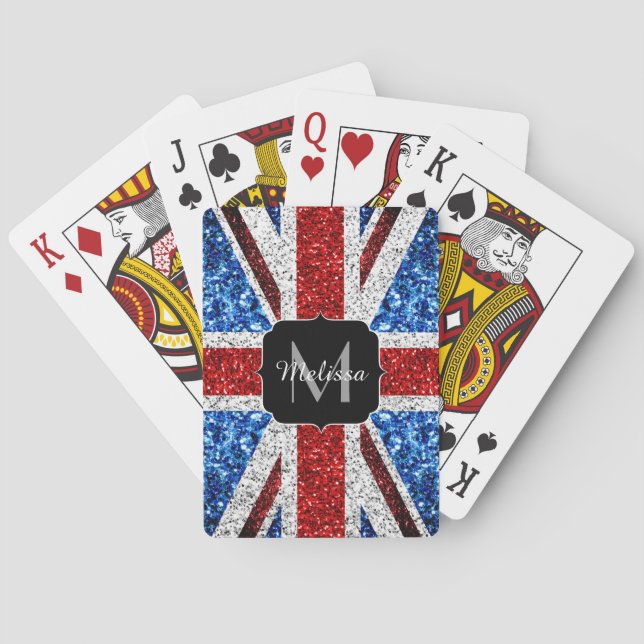 Jeu De Cartes Drapeau rouge bleu blanc brillant parties scintill (dos)
