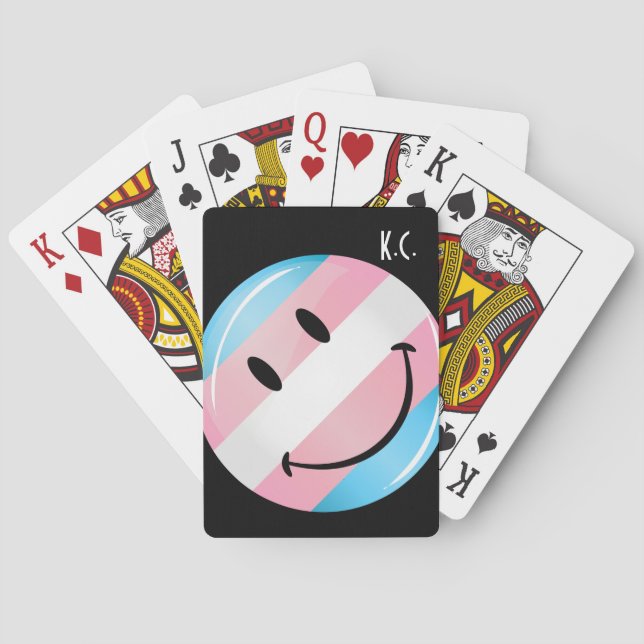 Jeu De Cartes Drapeau souriant transgenre (dos)