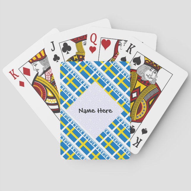 Jeu De Cartes Drapeau suédois avec votre nom (dos)