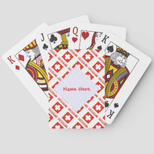 Jeu De Cartes Drapeau Suisse Personnalisé en Carreaux 