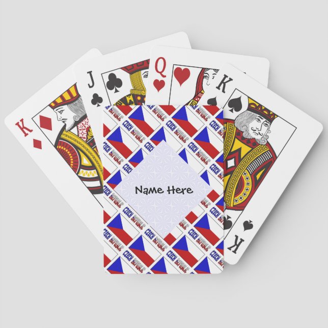 Jeu De Cartes Drapeau tchèque et tchèque avec votre nom (dos)