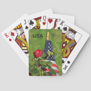 Jeu De Cartes Drapeau USA avec Roses rouges