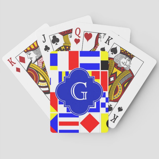 Jeu De Cartes Drapeaux de signalisation nautique Monogramme de Q (dos)