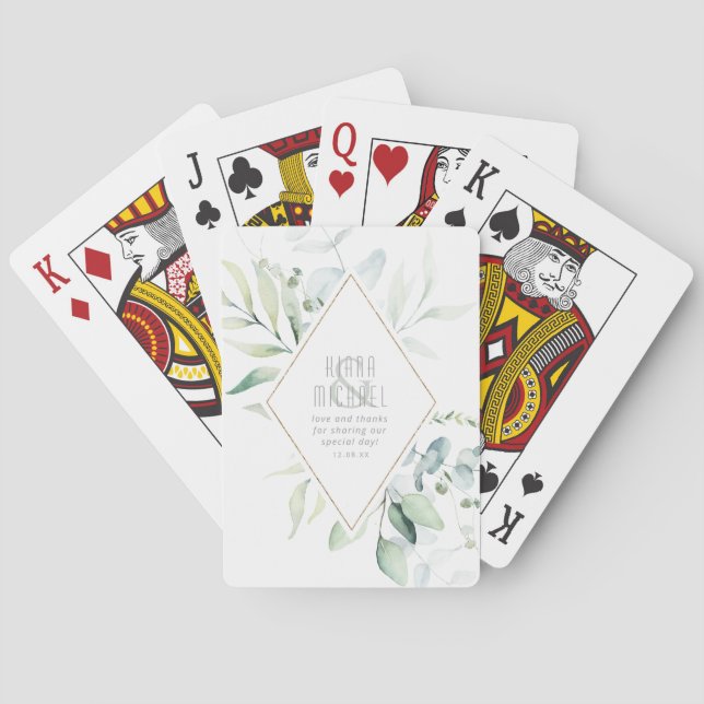 Jeu De Cartes Dreamy Foliage Mariage vert/bleu ID817 (dos)