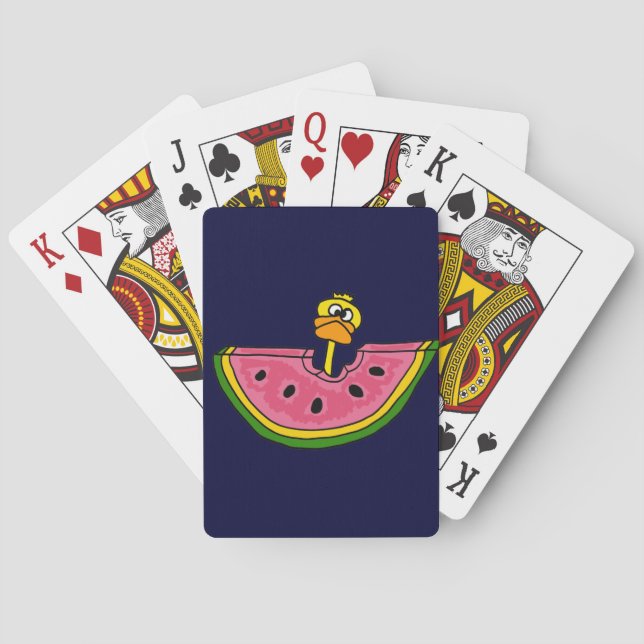 Jeu De Cartes Drôle Canard Jaune Mangeant de la pastèque (dos)