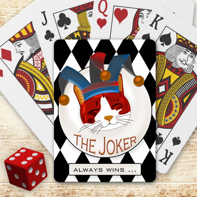 Jeu De Cartes Drôle Chat Joker Jouer Cartes Deck (Deck of playing cards featuring a funny kitty dressed up as joker)