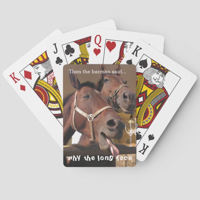 Jeu De Cartes Drôle Chevaux Long Visage animal légende (dos)