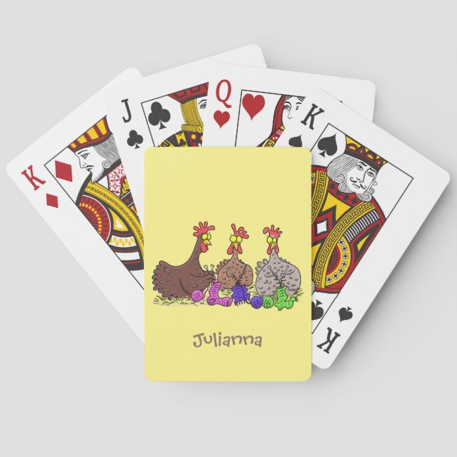 Jeu De Cartes Drôle dessin animé de poulets de tricot (dos)