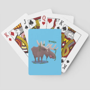 Jeu De Cartes Drôle dessin animé d'orignal heureux