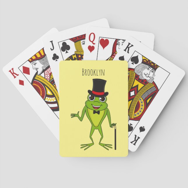 Jeu De Cartes Drôle grenouille avec chapeau dessus dessin animé (dos)