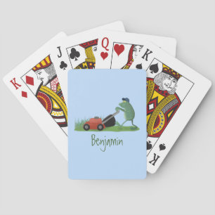 Jeu De Cartes Drôle grenouille verte tondre la pelouse dessin