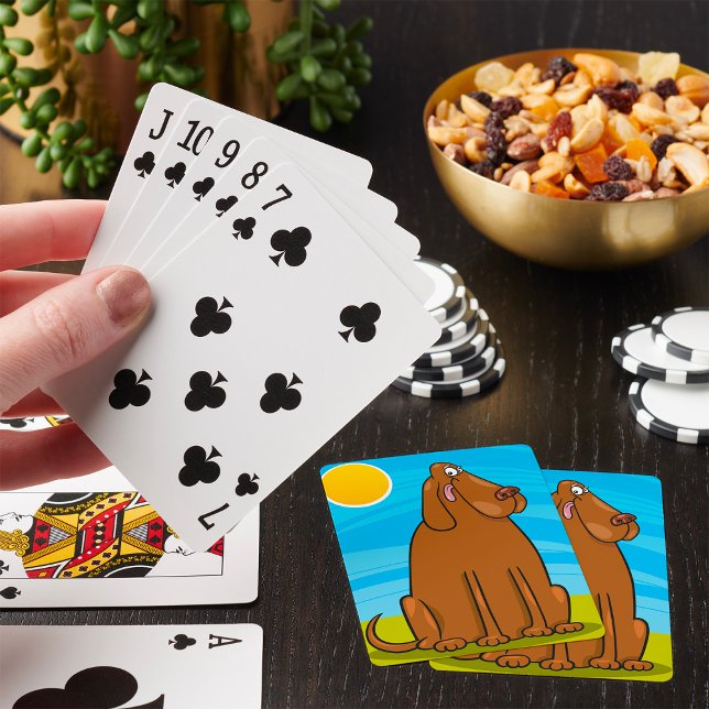 Jeu De Cartes Drôle gros chien Brown assis au soleil (Créateur téléchargé)