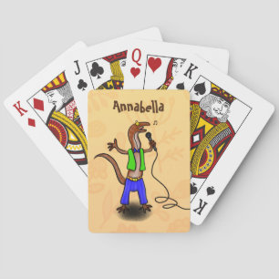 Jeu De Cartes Drôle lézard chantant avec bande dessinée de micro