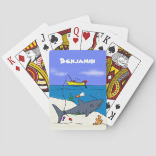 Jeu De Cartes Drôle requin couché et dessin animé de pêche