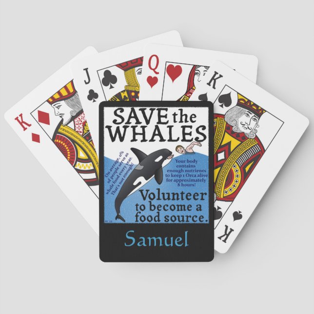 Jeu De Cartes Drôle Sauvez les baleines Satire Spoof Orca (dos)
