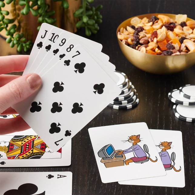 Jeu De Cartes Drôle Secrétaire Cat Cartoon Office Humour (Créateur téléchargé)