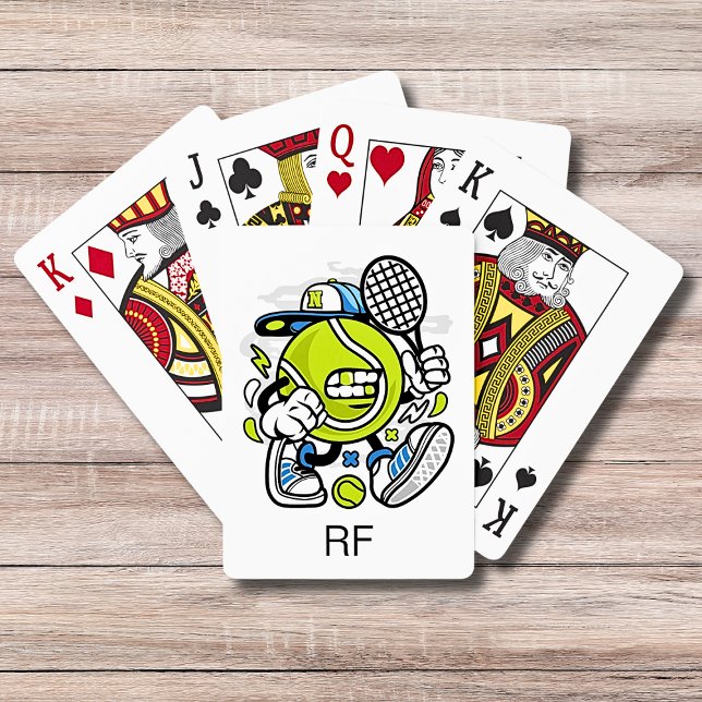 Jeu De Cartes Drôle Tennis Ball Cartoon Monogram | Sport (Créateur téléchargé)