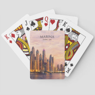 Jeu De Cartes Dubaï Marina Skyline Aquarelle Lumières de la vill