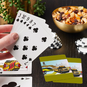 Jeu De Cartes École Bus Ville Scène Jouer Cartes