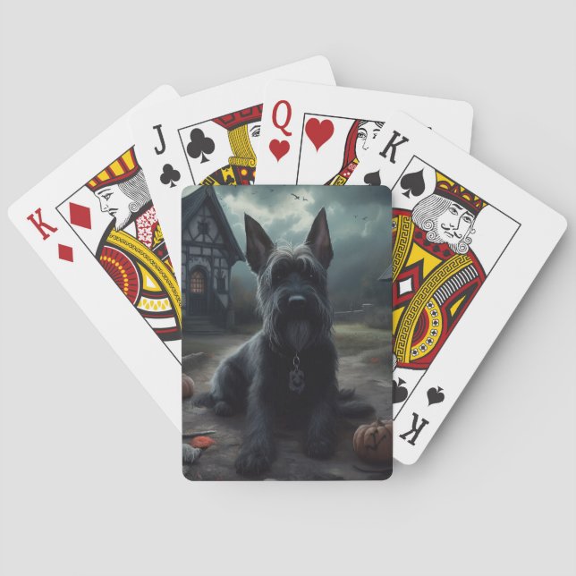 Jeu De Cartes Ecosse Terrier Citrouille Halloween effrayant (dos)