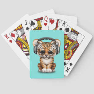 Jeu De Cartes Écouteurs de port mignons de CUB de tigre