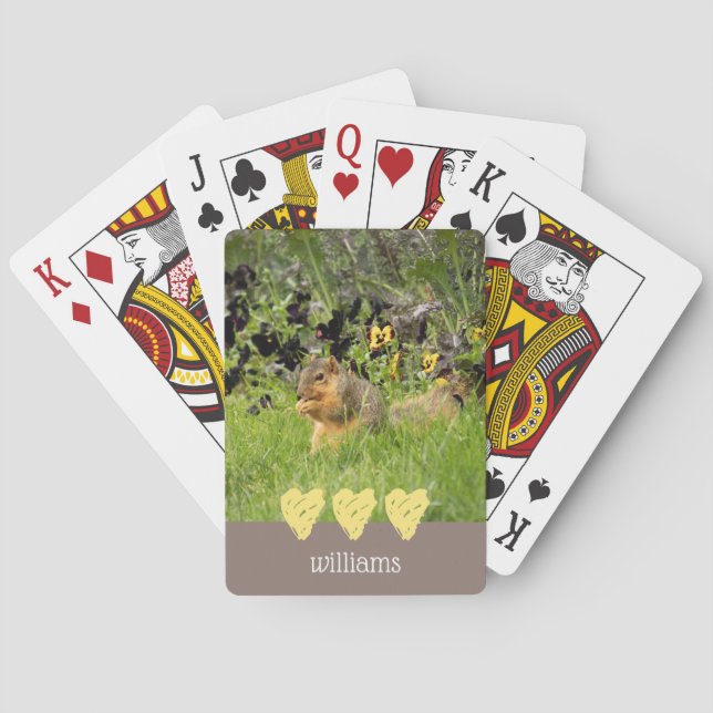 Jeu De Cartes Écureuil avec coeur Personnalisé (dos)