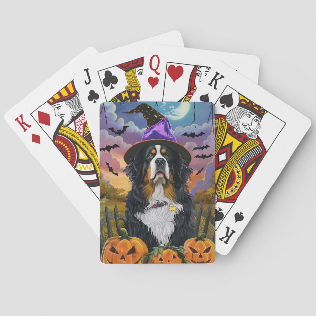 Jeu De Cartes Éffrayant Bernese Mountain Halloween Citrouille so (dos)