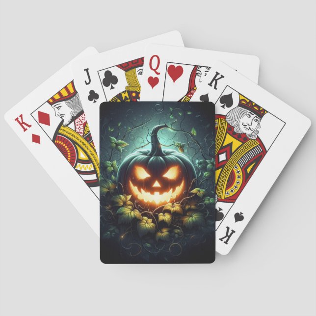 Jeu De Cartes Éffrayant nature brillant Halloween citrouille (dos)