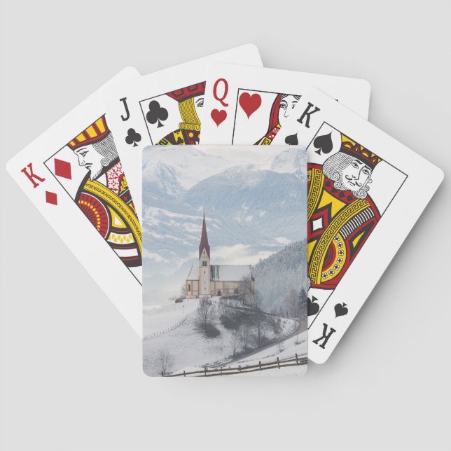 Jeu De Cartes Église dans un paysage alpin d'hiver (dos)