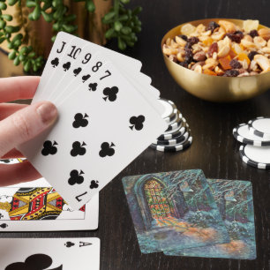 Jeu De Cartes Église de Noël vintage avec vitrail