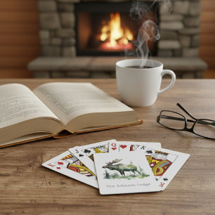 Jeu De Cartes Élan aquarelle rustique cabine personnalisée forêt