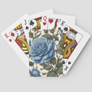 Jeu De Cartes Élégance Bleue : Roses Provinciales Anciennes en F